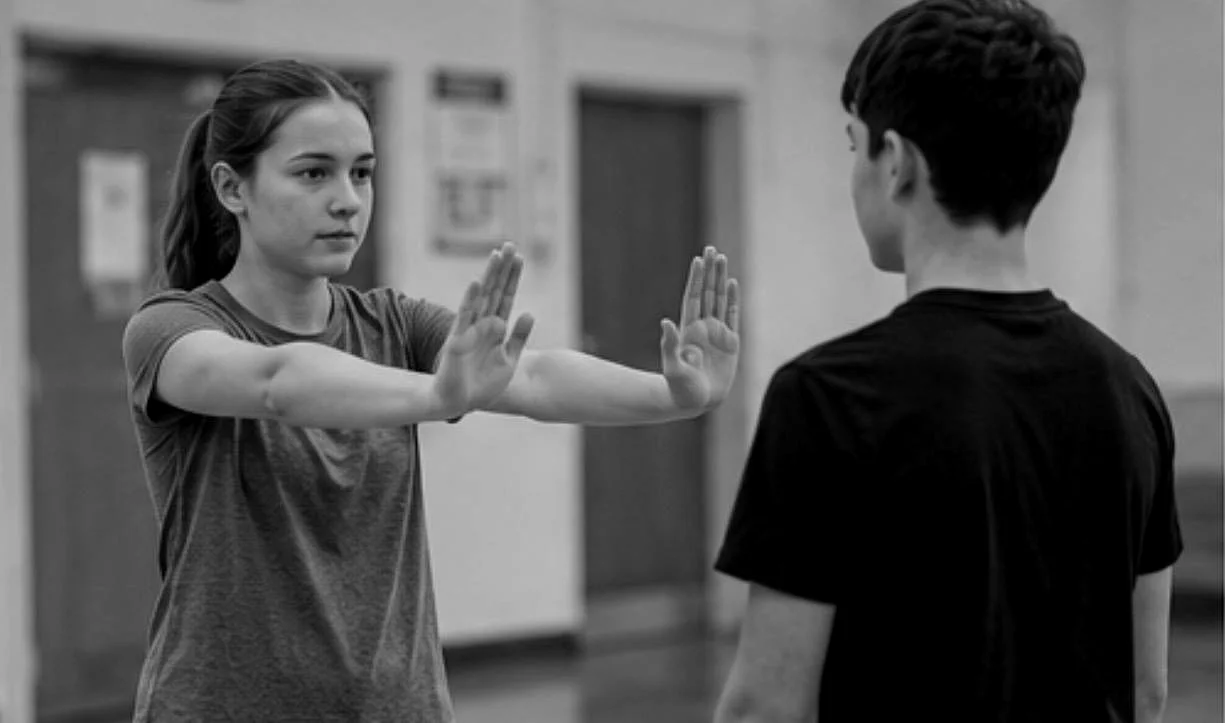 Two young people practising clear personal boundaries